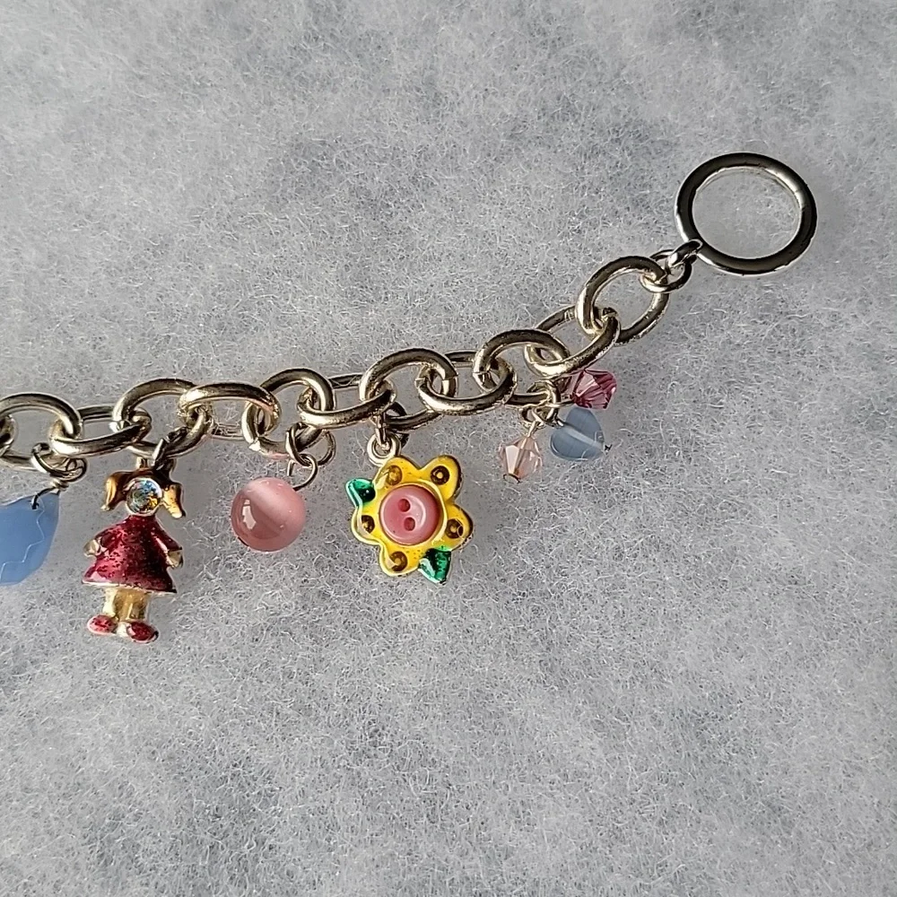 2/$8 Vintage Silver Tone Chain Link Nana Grandson Granddaughter Charm Bracelet - Picture 4 of 5
